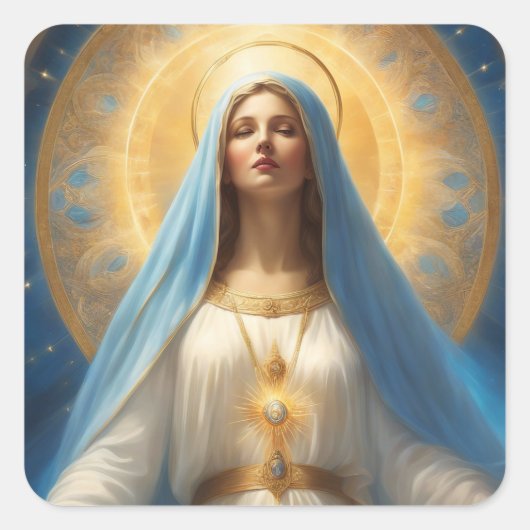 ヴァージンメアリーハローヘブンリーポーズスウィート顔 スクエアシール (正面)