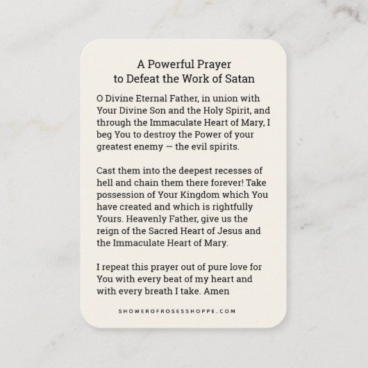 ヴァージンメアリーバラ祈りの言葉と悪 プレイスカード (裏面)