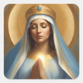 ヴァージンメアリーパワーオブ祈りの言葉金ゴールドハロークラウン スクエアシール (正面)