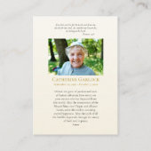 ヴァージンメアリーピンクローゼフレーム葬儀祈りの言葉カード プレイスカード (裏面)