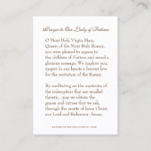 ヴァージンメアリーファティマ祈りの言葉ロザリオカトリックスミレ  名刺 (裏面)