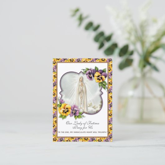 ヴァージンメアリーファティマ祈りの言葉ロザリオカトリックスミレ 名刺 (スタンド正面)