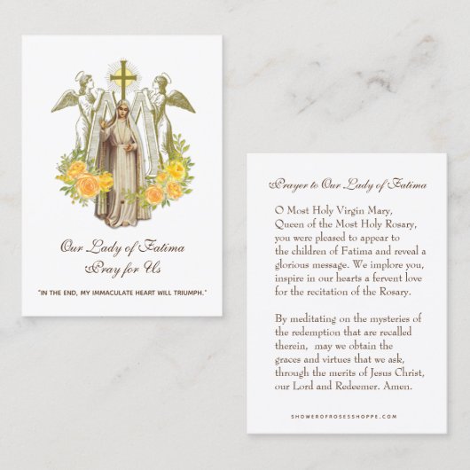 ヴァージンメアリーファティマ祈りの言葉ロザリオカトリック 名刺 (正面/裏面)