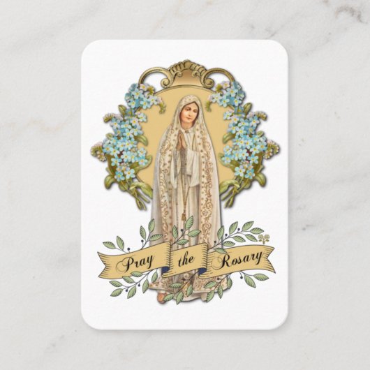 ヴァージンメアリーファティマ祈りの言葉ロザリーカトリックフローラ 名刺 (正面)