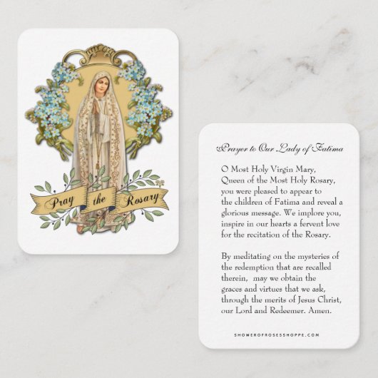 ヴァージンメアリーファティマ祈りの言葉ロザリーカトリックフローラ 名刺 (正面/裏面)