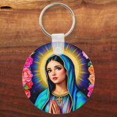 ヴァージンメアリーファミリー写真可愛い キーホルダー (正面)