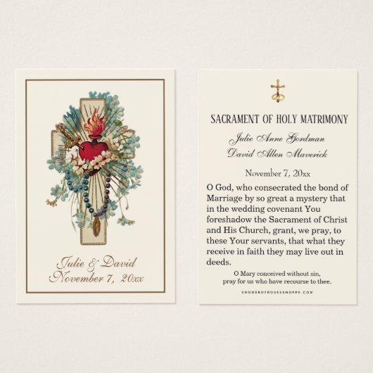 ヴァージンメアリーブルーフローラ結婚式の引き出物カード (正面&裏面)