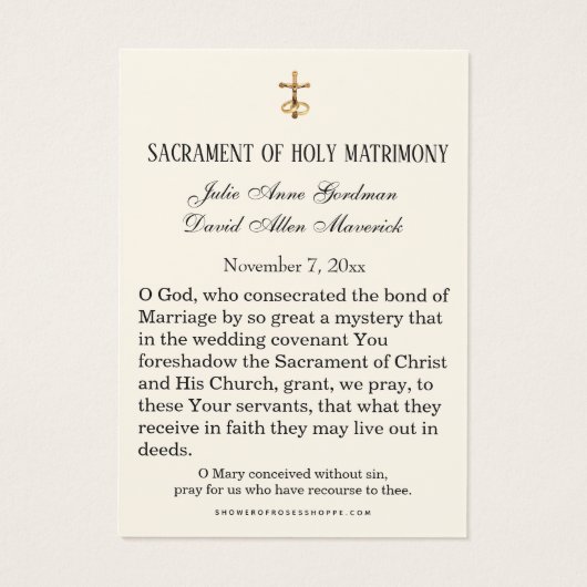 ヴァージンメアリーブルーフローラ結婚式の引き出物カード (裏面)