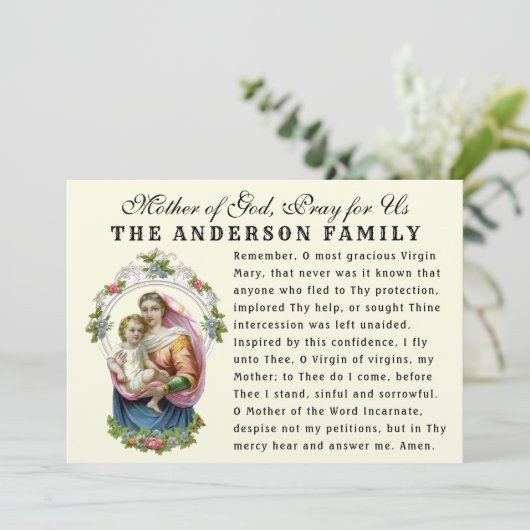 ヴァージンメアリーベビーイエスカトリック祈りの言葉 カード (スタンド正面)