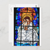 ヴァージンメアリーベビーイエスキリストのステンドグラスの窓 ポストカード (正面/裏面)