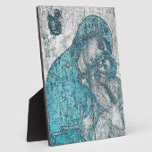 ヴァージンメアリーベビーイエズエンジェルポートレートヴィンテージブルー フォトプラーク (側面)