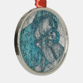 ヴァージンメアリーベビーイエズエンジェルポートレートヴィンテージブルー メタルオーナメント (右)