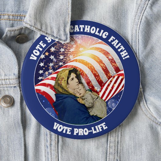 ヴァージンメアリーベビーイエズプロライフアメリカ国旗 缶バッジ (インサイチュ)