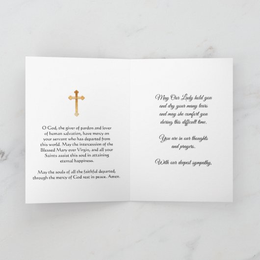 ヴァージンメアリーベビーイエズ葬式悔やみや弔慰弔意 カード (内部)