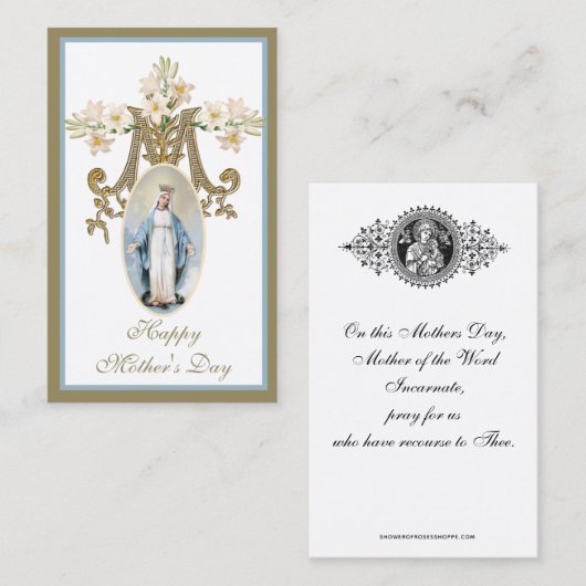 ヴァージンメアリーマザーズデイ追悼ホリーカード 名刺 (正面/裏面)