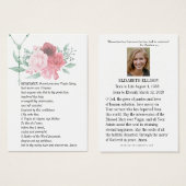 ヴァージンメアリーメモリ祈りの言葉葬儀祈りの言葉カード (正面&裏面)