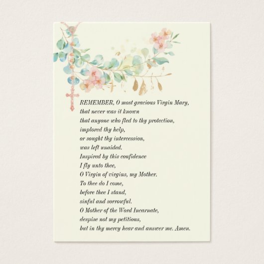 ヴァージンメアリーメモリ祈りの言葉葬儀祈りの言葉カード (正面)