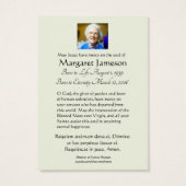 ヴァージンメアリーラテン葬儀祈りの言葉メモリアルカード (裏面)