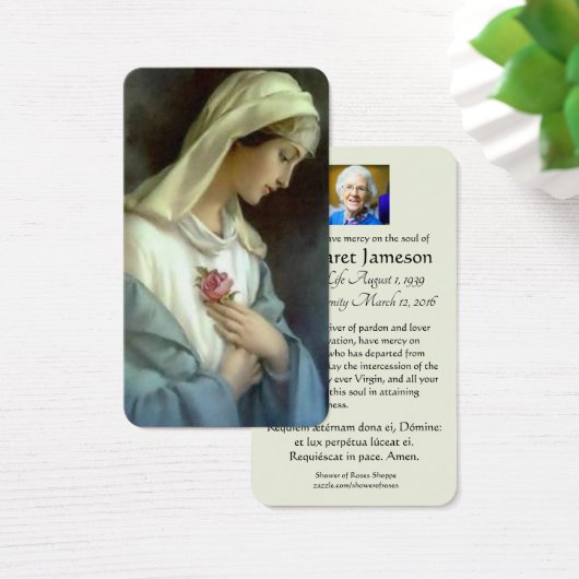 ヴァージンメアリーラテン葬儀祈りの言葉メモリアルカード (デスク)
