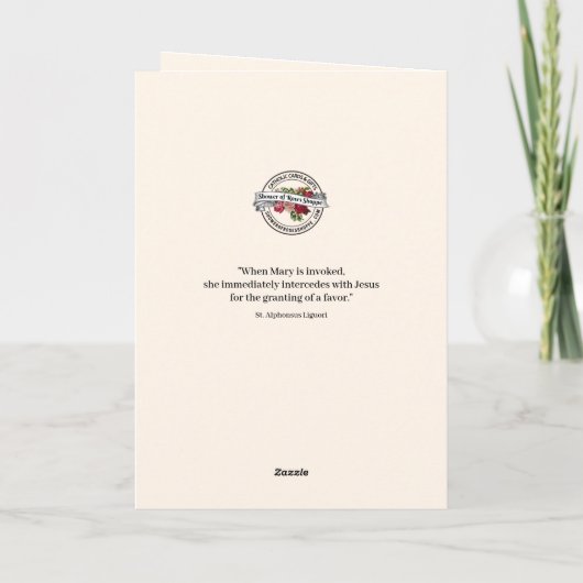 ヴァージンメアリーレッドローゼズホーリーロザリオ祈りの言葉 カード (裏面)