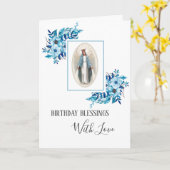 ヴァージンメアリーレディーオブグレイス誕生日宗教 カード (黄色い花)