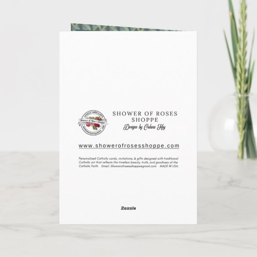 ヴァージンメアリーヴィンテージ宗教的ピンクローズ聖なる書物、 経典 カード (裏面)