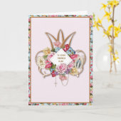 ヴァージンメアリー宗教バラロザリオフローラカトリック カード (黄色い花)