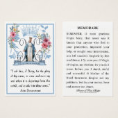 ヴァージンメアリー宗教的カトリックの暗記祈りの言葉 (正面&裏面)