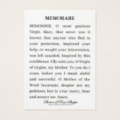 ヴァージンメアリー宗教的カトリックの暗記祈りの言葉 (裏面)