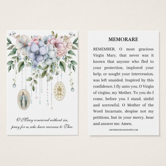 ヴァージンメアリー宗教的カトリックの暗記祈りの言葉 (正面&裏面)