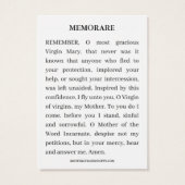 ヴァージンメアリー宗教的カトリックの暗記祈りの言葉 (裏面)