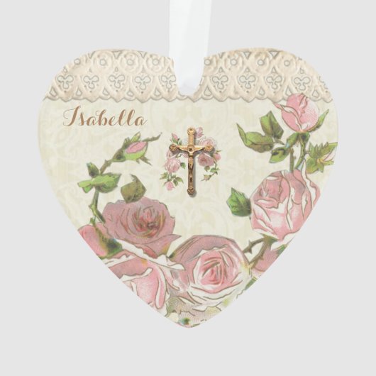 ヴァージンメアリー宗教的ヴィンテージバラレース オーナメント (裏面)