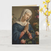 ヴァージンメアリー悔やみや弔慰折り畳みグリーティングカード カード (黄色い花)