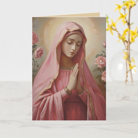 ヴァージンメアリー悔やみや弔慰折り畳みグリーティングカード カード (黄色い花)