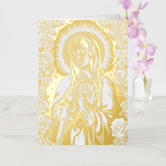 ヴァージンメアリー祈りの言葉今日の世界あなたのテキスト金ゴールド 箔グリーティングカード (蘭)