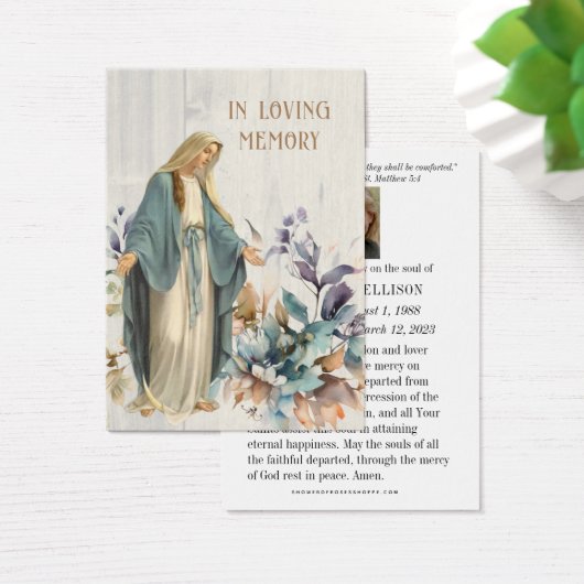 ヴァージンメアリー葬儀記念祈りの言葉カード (デスク)