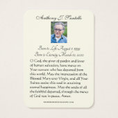 ヴァージンメアリー葬儀記念祈りの言葉ホリーカード (裏面)