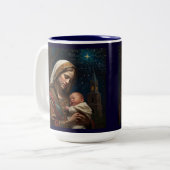 ヴァージンメアリー&イエズクリスマス出生 ツートーンマグカップ (正面左)