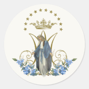 ヴァージンメアリ宗教エレガントフローラグレースクラシック ラウンドシール