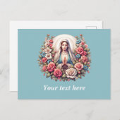 ヴァージンメアリ祈ーとバラ ポストカード (正面/裏面)