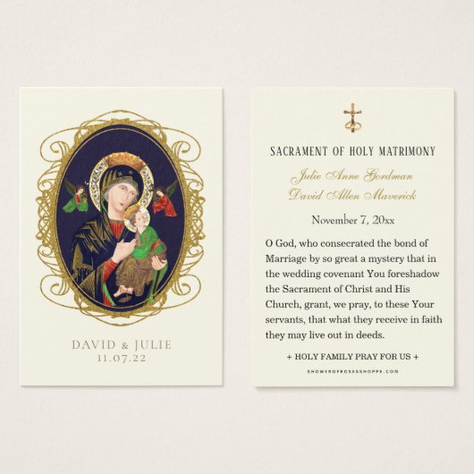 ヴァージンメアリ結婚カソリック祈りの言葉カード (正面&裏面)