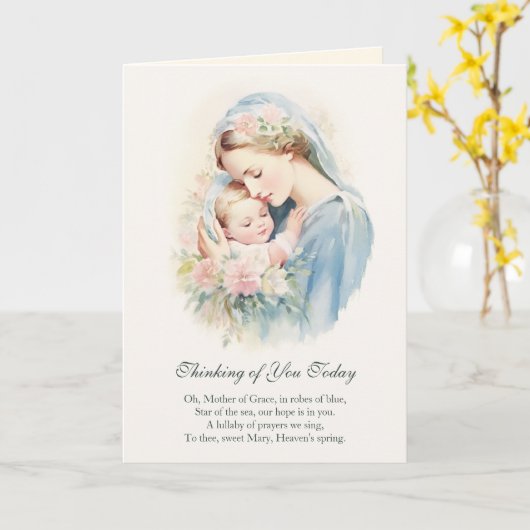 ヴァージンメアリ考えーズオブユー祈りの言葉 カード (黄色い花)