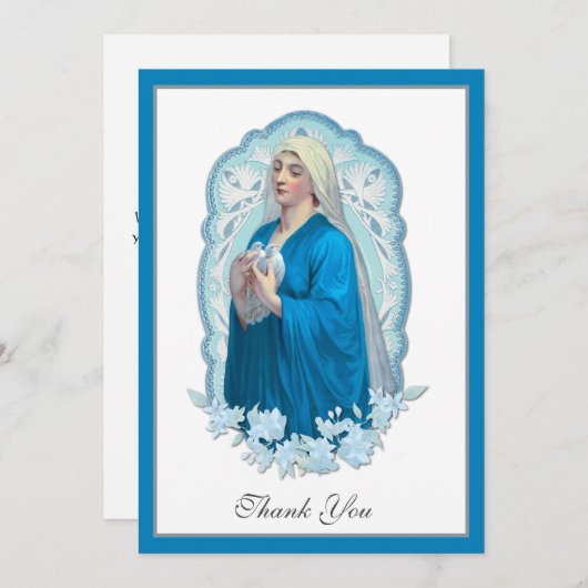 ヴァージンメアリ葬儀悔やみや弔慰ホリーカードサンキュー サンキューカード (正面/裏面)