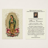 ヴァージンメキシコグアダルーペスペインの葬儀祈りの言葉 (正面&裏面)