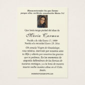 ヴァージンメキシコグアダルーペスペインの葬儀祈りの言葉 (裏面)