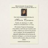 ヴァージンメキシコグアダルーペスペインの葬儀祈りの言葉 (裏面)