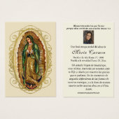 ヴァージンメキシコグアダルーペスペインの葬儀祈りの言葉 (正面&裏面)