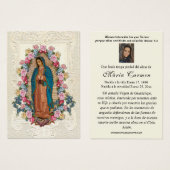 ヴァージンメキシコグアダルーペスペインの葬儀祈りの言葉 (正面&裏面)