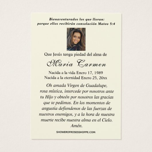 ヴァージンメキシコグアダルーペスペインの葬祭記念碑 (裏面)