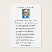 ヴァージンメリスペインのー葬儀記念神聖カード –  (裏面)